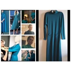 Rabbit Rabbit Rabbit Designs VINTAGE Teal B/G Sabrina Joy Modest Maxi Dress 8